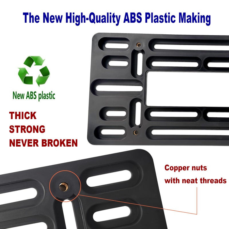 Aootf Front License Plate Bracket- Universal Front Bumper Plate Mounting Kit, Car Tag Holder Adapter& Stainless Steel Plate Cover, Anti-Theft Lock Screws, Caps, Nuts, for US Vehicle Trailer Truck - Image 3